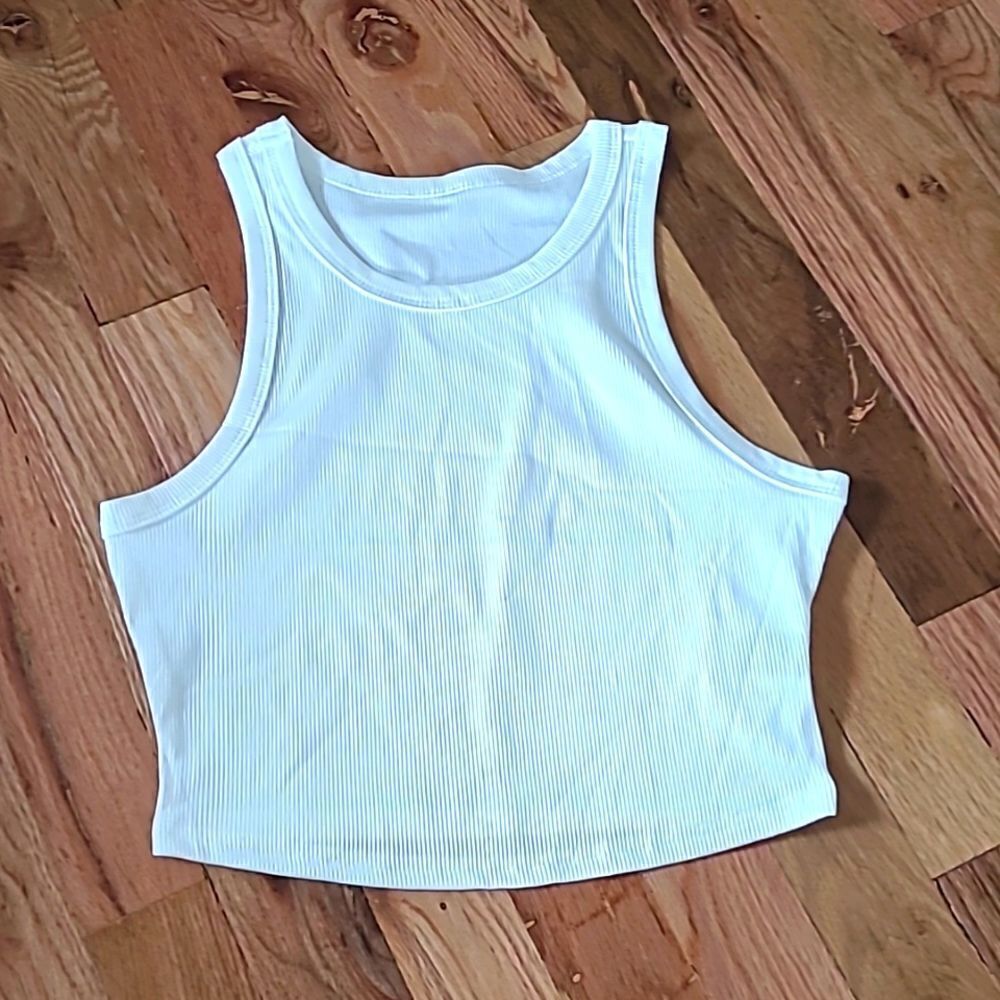 NEW Y2k Ribbed Crop Racerback Tank Top Small - Picture 3 of 5